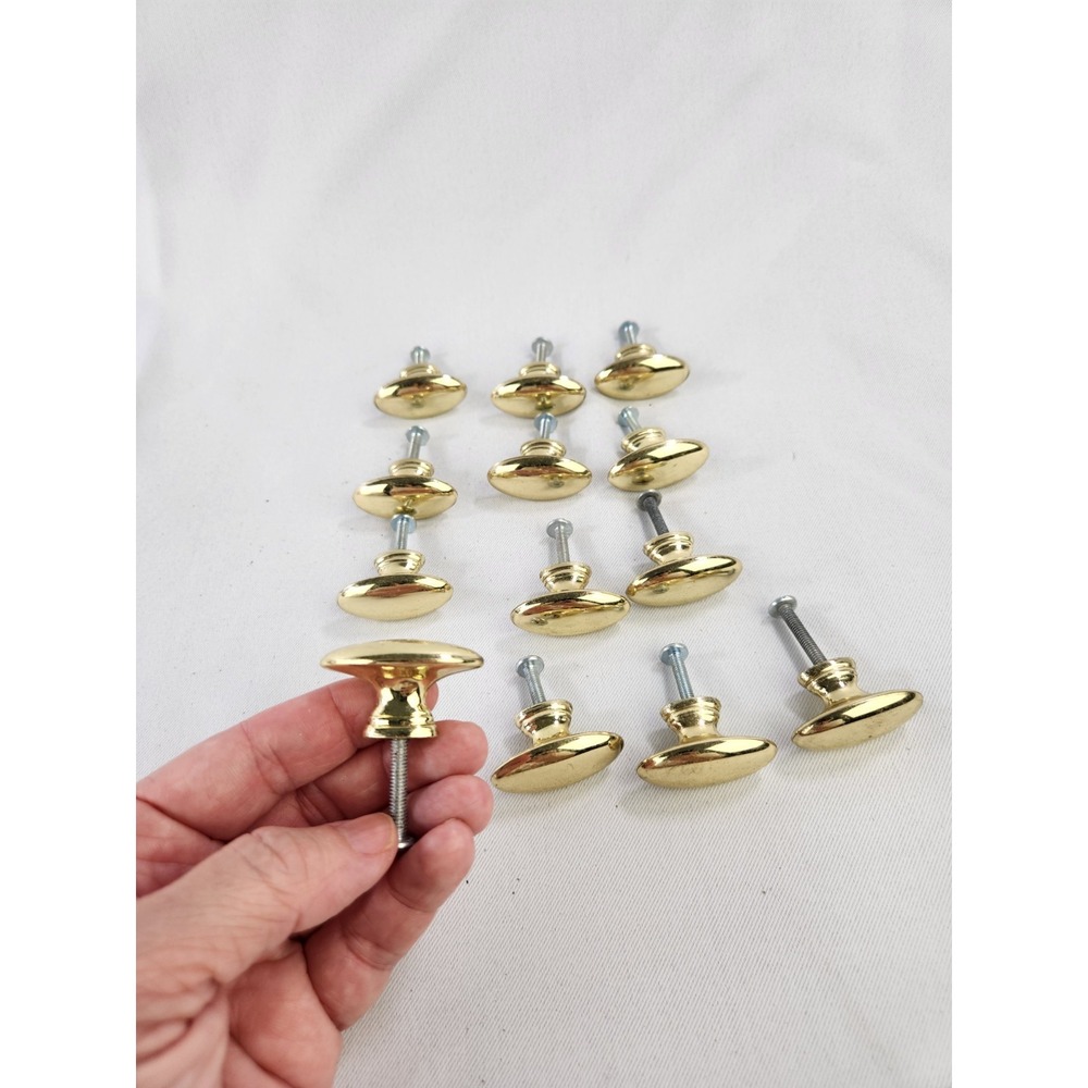 10 Hardware Solid ? Brass Gold Finish Drawer Pulls Cabinet Knobs Oblong Oval